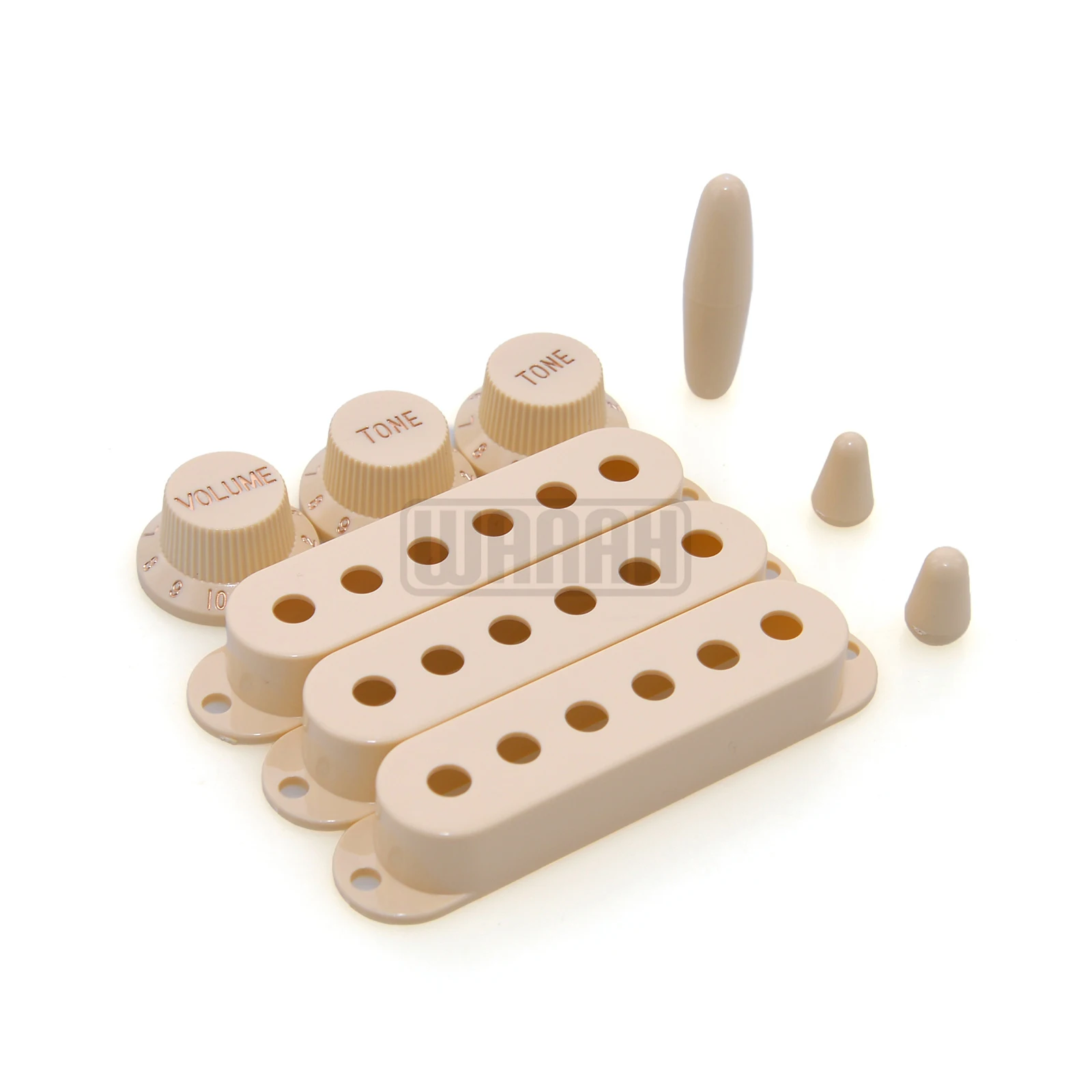 WAAAH Single-Coil-ST-Gitarren-Tonabnehmerabdeckung mit 2-Ton- und 1-Volumen-Drehreglern und Schalterkopf-Teilesatz Gitarrenteile – Detail 6