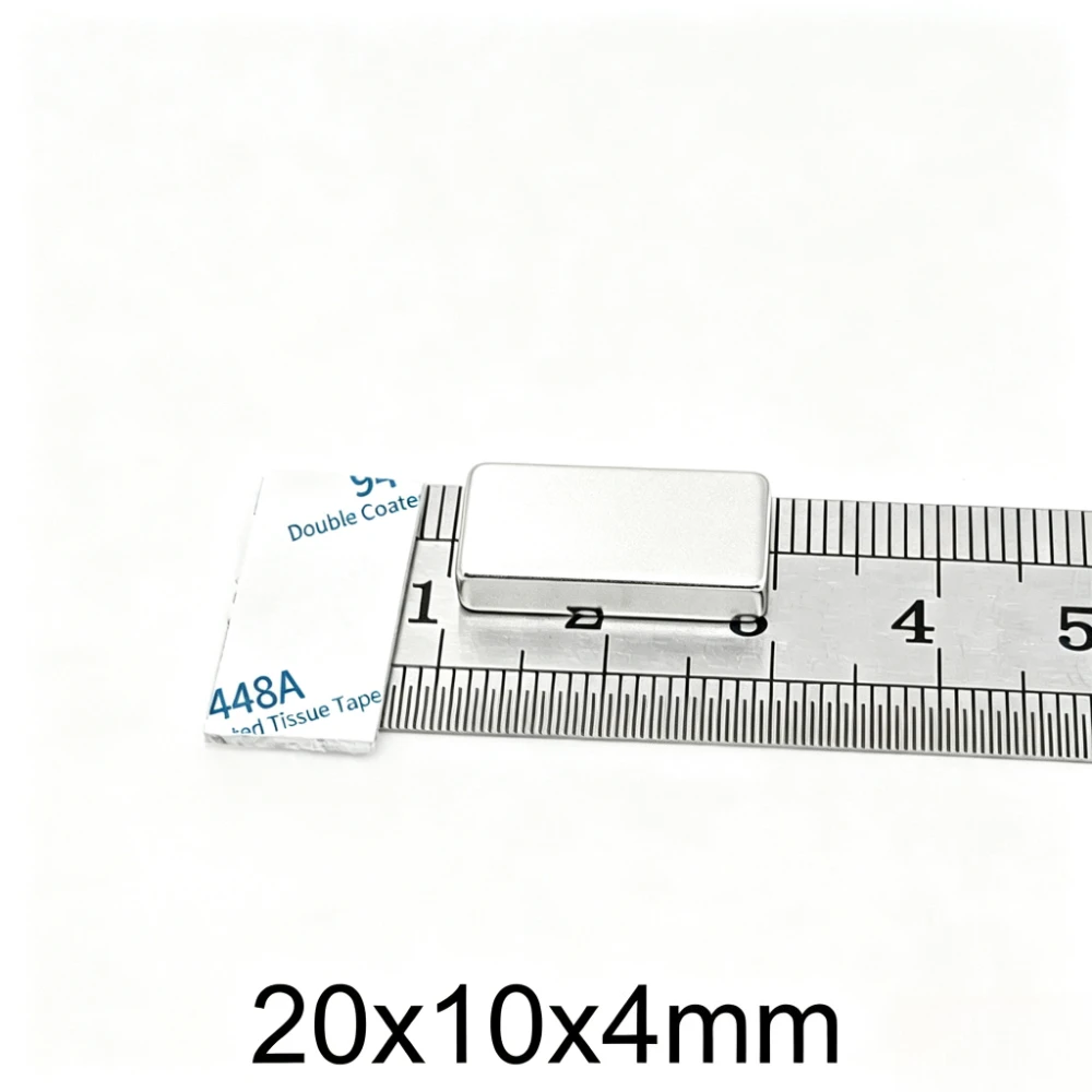 20x10x4mm Block Powerful Strong Neodymium Magnet With Self - Adhesive Tape 20x10x4 20*10*4