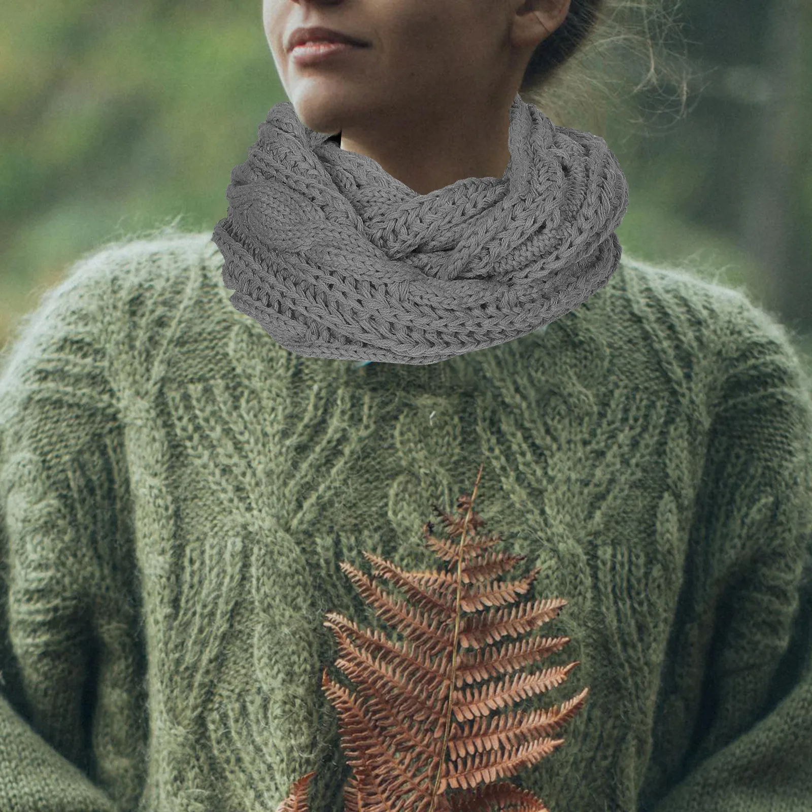 

2pcs Thick Woolen Neck Warmer Winter Windproof Circle Scarf Soft Knit Gaiter For Cold Weather Protection Warm Neck Snood