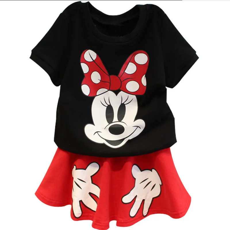 Children\'s suit clothing Mickey Mouse short sleeved skirt girl two-piece set Girls Summer T-shirt Shorts Fashion Comfort set