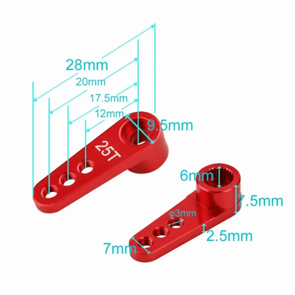 Metal Aluminum 25T Servo Horn Single Sided Steering Arm M3 Threads for 1/10 1/8 RC Car Truck Buggy Drift On Road Accessories