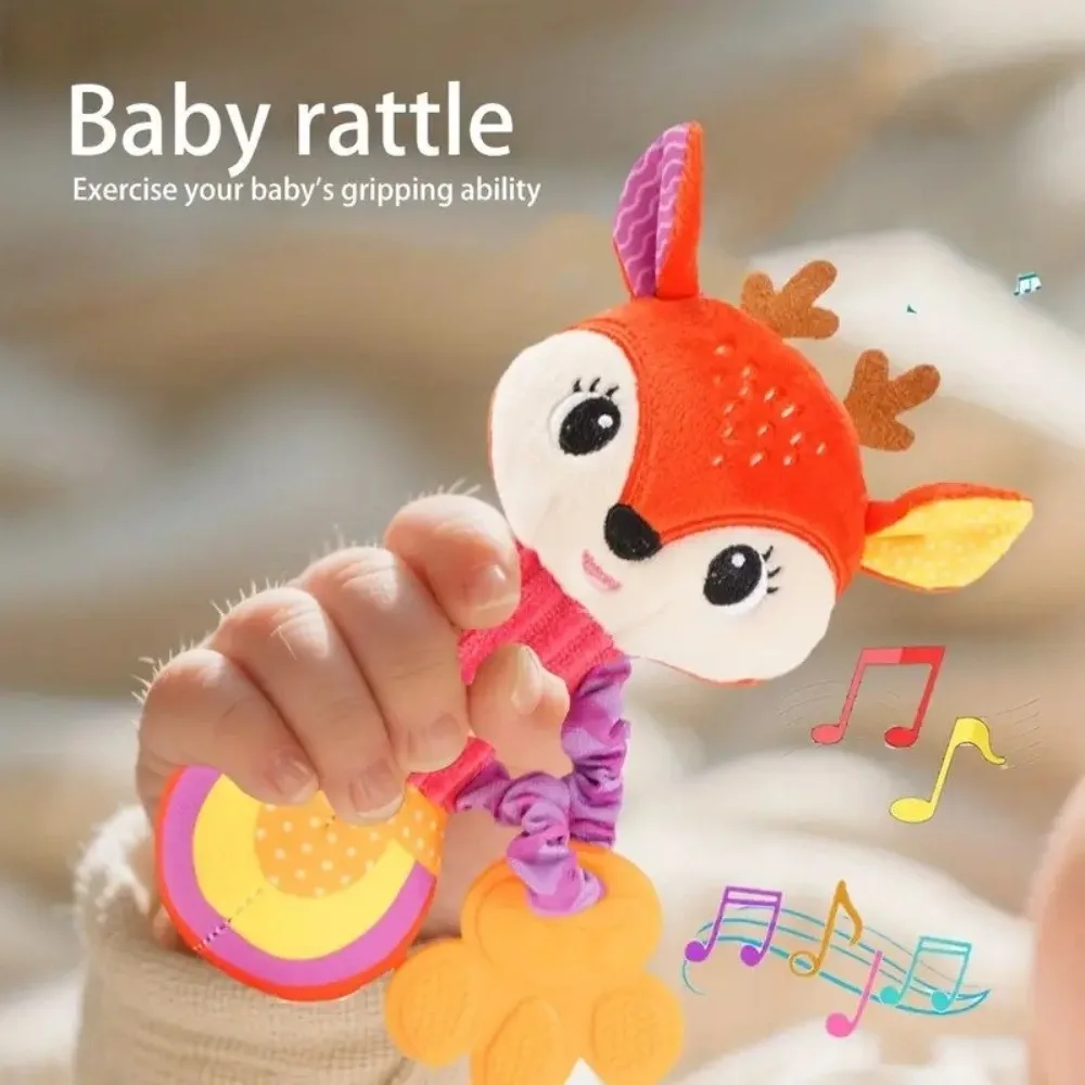 Miękkie pluszowe grzechotki dla niemowląt, zabawki do trzymania w dłoni, z dźwiękiem, chrastelniki, piszczałki, zabawki do gryzienia, zabawki uspokajające dla noworodków 0-12 miesięcy