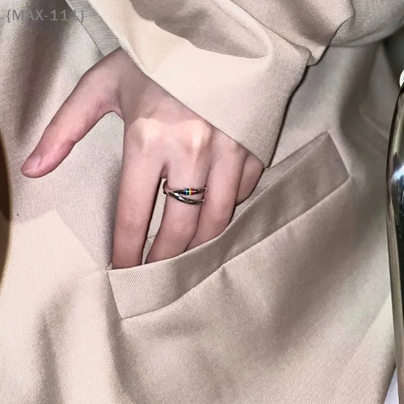 【F2-MAX111】Mobius Rainbow Ring Niche Design Personality Trend Color Index Finger Ring