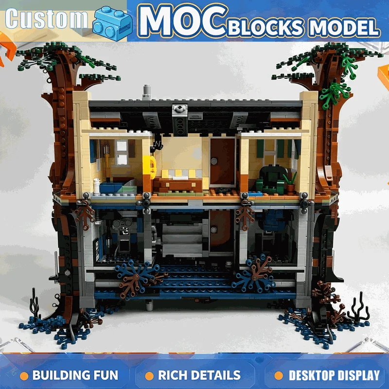 2287PCS Inverted House Scene Building Blocks Dual World Architecture Model DIY Assembly Brick Set Creative Display Festival Gift