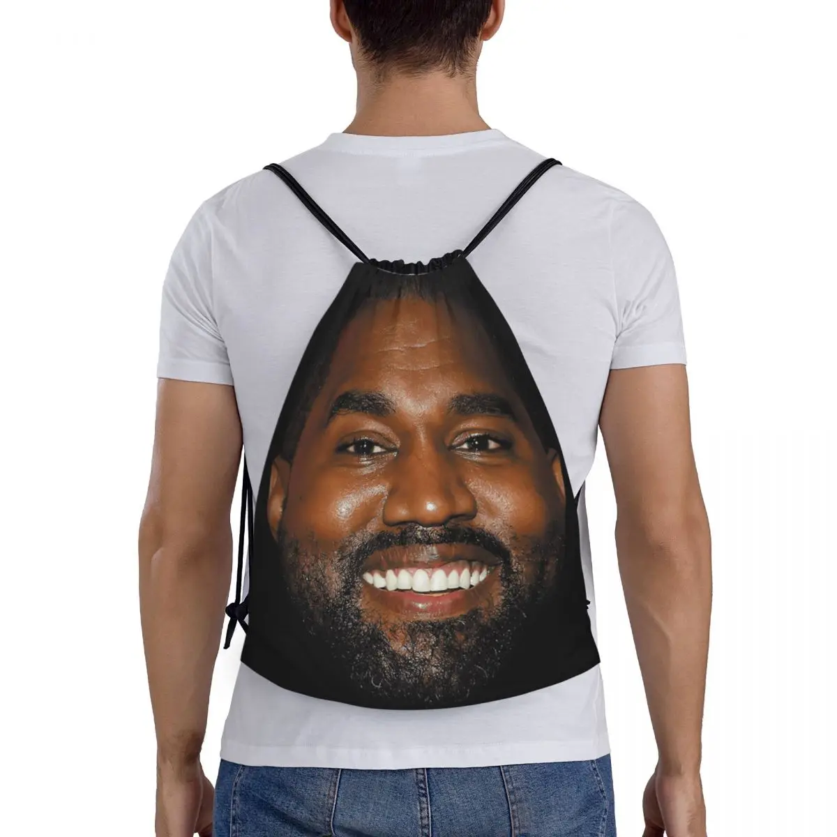 Custom Funny Kanye West Meme Drawstring Backpack Women Men Sport Gym Sackpack Foldable Shopping Bag Sack