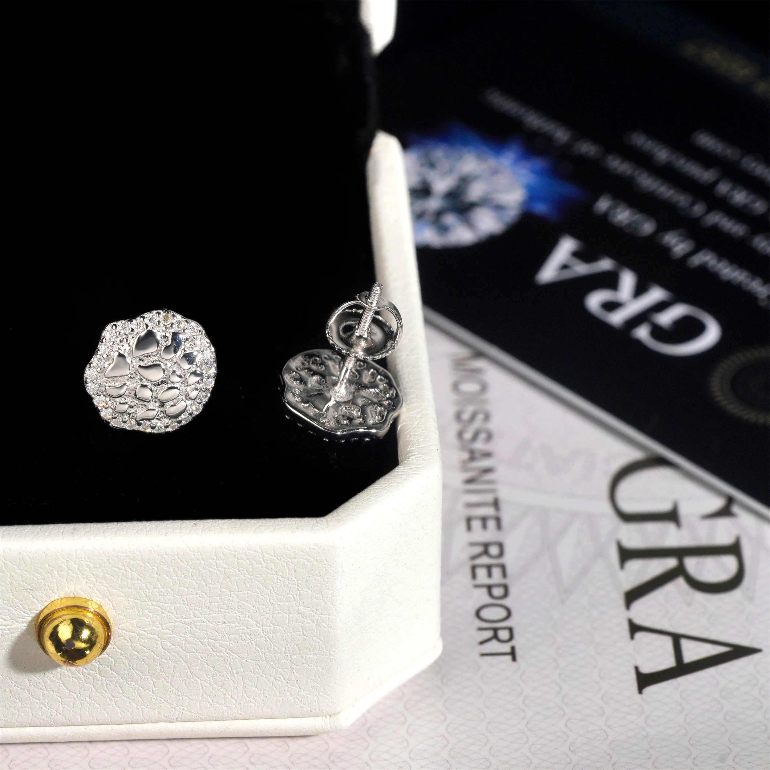 Blingminer Iced Out VVS Moissanite Earrings For Men Women S925 Silver Ear Studs Jewelry Pass Diamonds Tester GRA Free Shipping