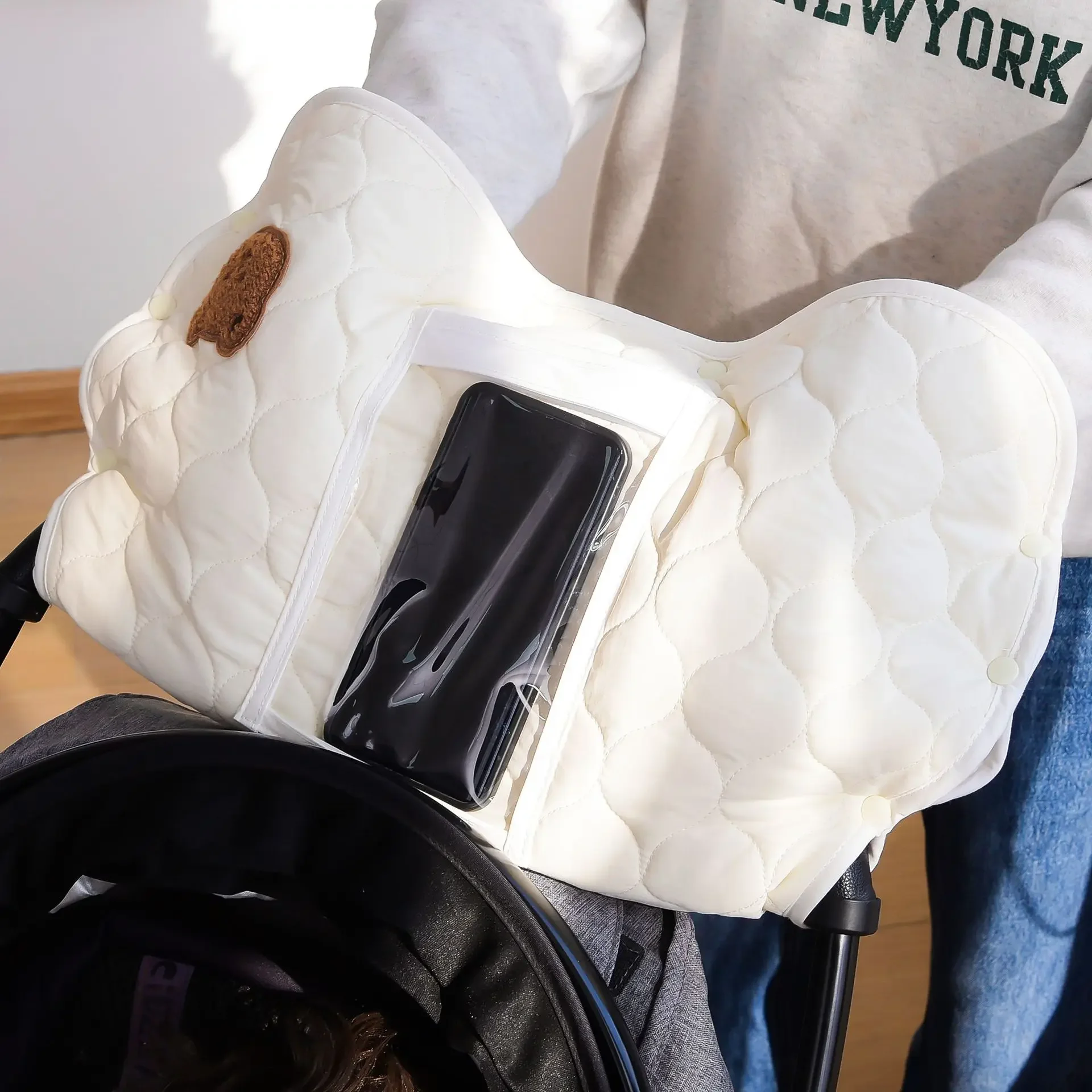 

Ветрозащитные водонепроницаемые перчатки с ручкой для коляски-детское снаряжение, теплые перчатки на бархатной подкладке, сенсорный экран, совместимые с карманом на ручке