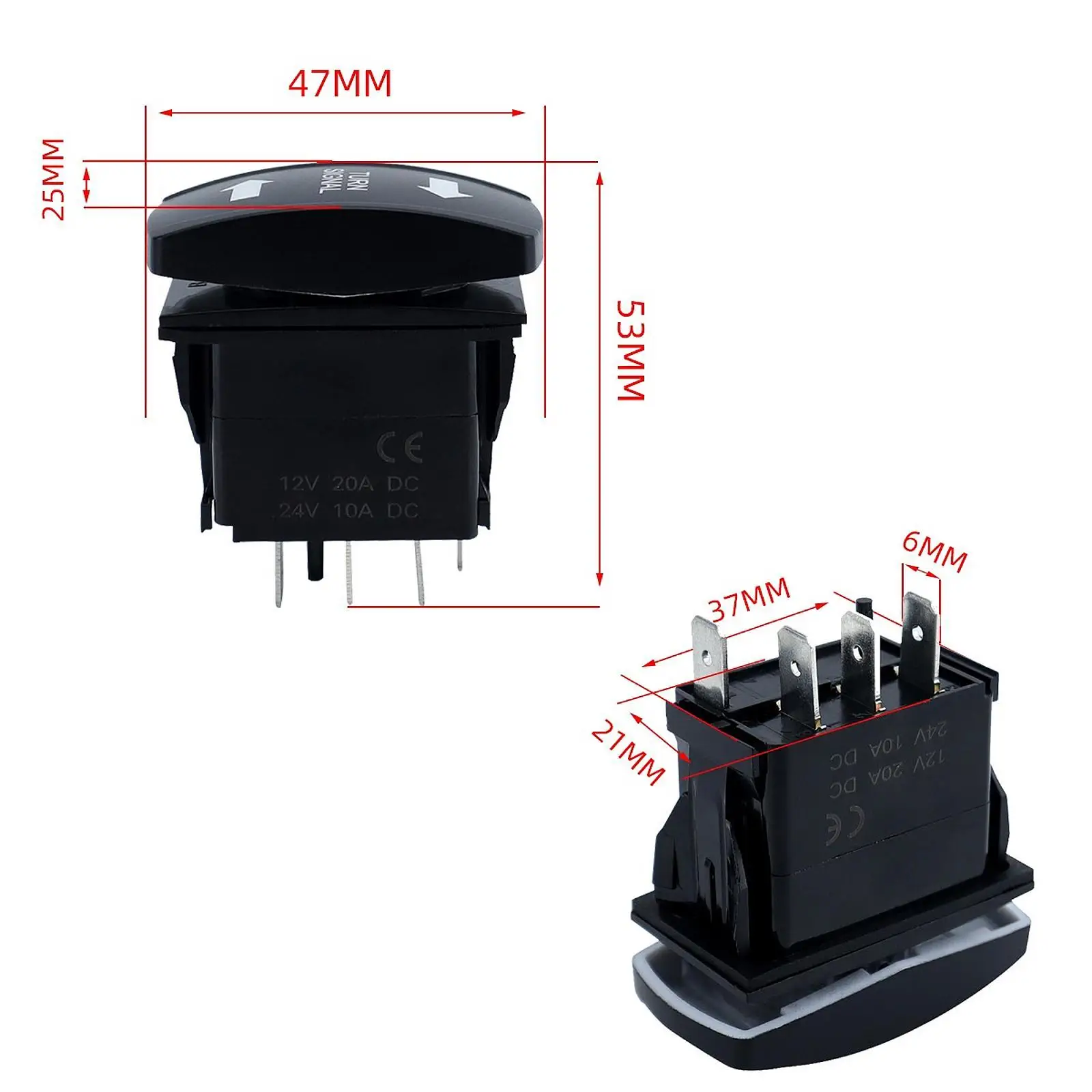 Black Turn Signal Rocker Switch with Flasher ABS Metal Durable Easy Wiring for SUV Trailer Camper Marine Vehicle