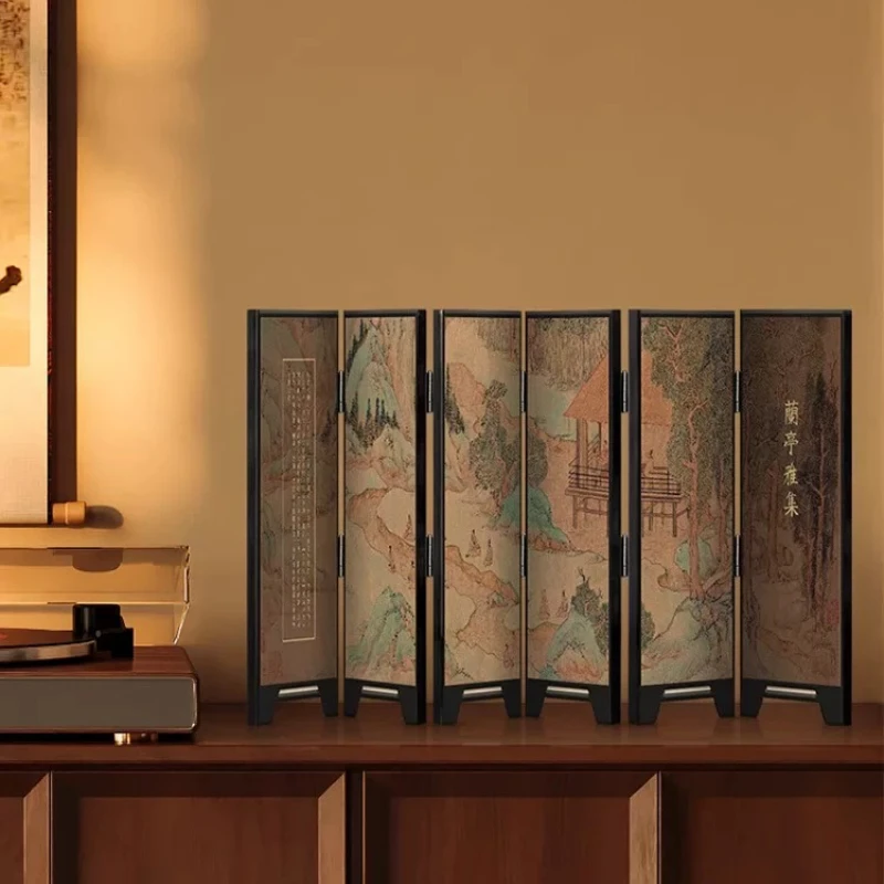 Preface To The Lanting Collection Calligraphy Desktop Mini Folding Screen Decorative Partition for Living Room Entrance Tea Room