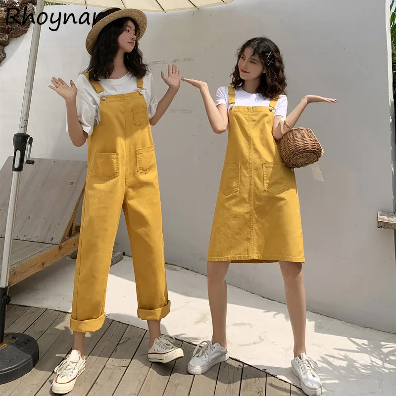 Denim Jumpsuits Women Cargo Loose Design College Kawaii Cool Harajuku Young Streetwear Casual Summer Hot Sale Teens Fashion Ins