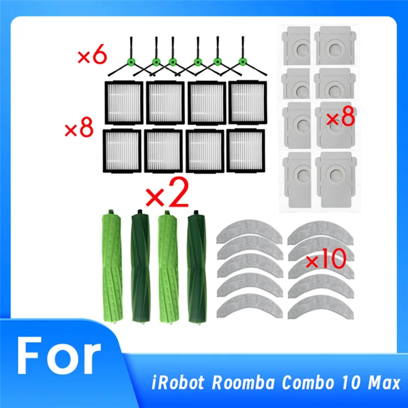 

B83B-для робота-пылесоса Irobot Roomba Combo 10 Max, основная боковая щетка HEPA-фильтр, швабра, мешок для пыли, накладка, сверхпрочные аксессуары