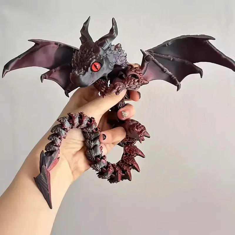 3D Printed Winged Carriage Dragon Figurine With Random Eyes, Art Deco Resin Dragon Sculpture, Tabletop Animal Theme Decor 30CM