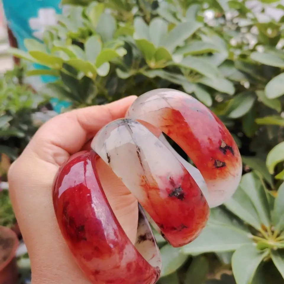 Widening Jade Bangles Natural Chicken Blood Self-generating Copywriting Bracelet Decoration Handcrafts Fine Jewelry Gifts