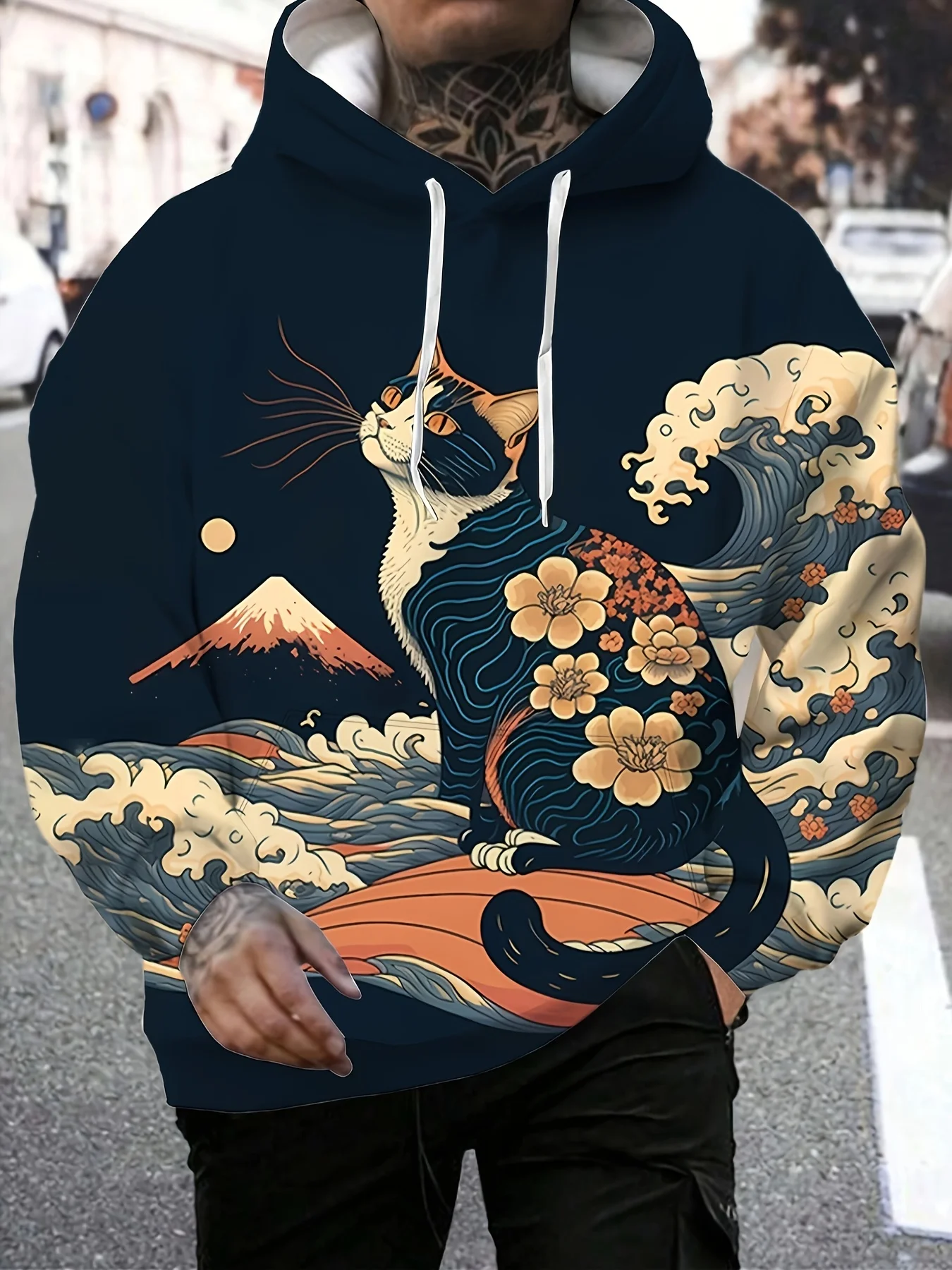 Autumn Hoodie For Men Japanese Ukiyo-E Long Sleeved Hoodie Unisex Hooded Sweatshirt Casual Clothing Oversized Streetwear 5xl