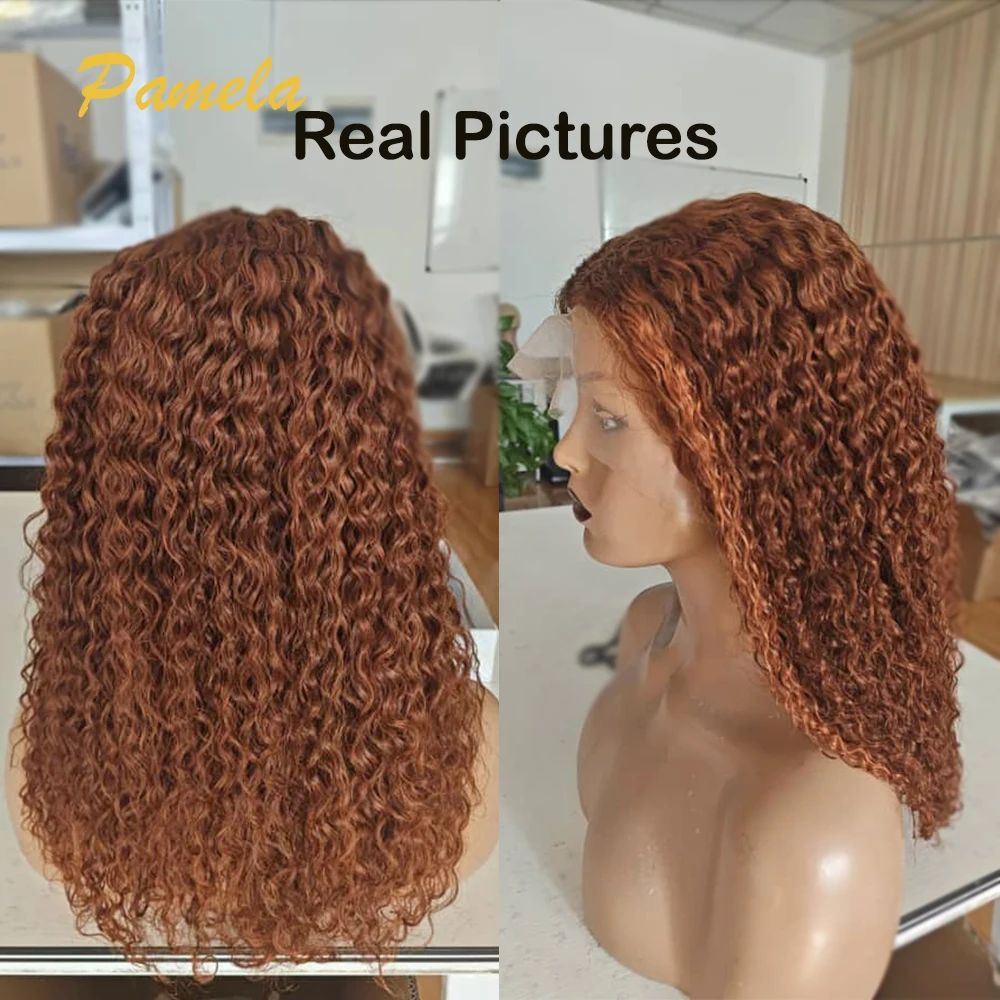 العسل شقراء 4/30 أومبير الملونة مجعد الباروكات 100 خصلات الشعر المستعار الإنسان موجة عميقة شعر مستعار 13x6 الدانتيل الجبهة Preplucked النساء الباروكات