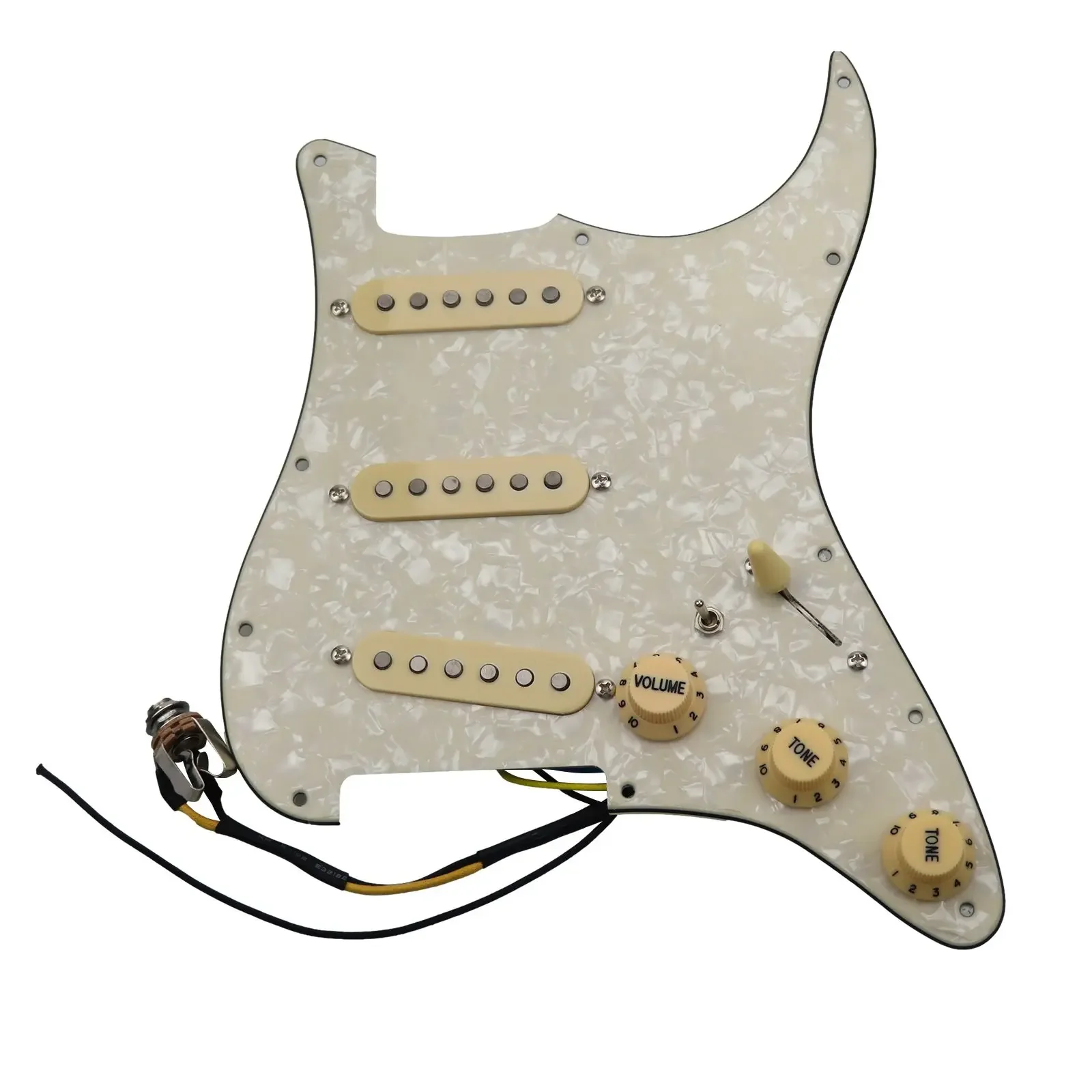 

Pickups Guitar Alnico 5 Pickups SSS Single Coils Pickups Loaded Pickguard /Yellow Pickup Covers Set