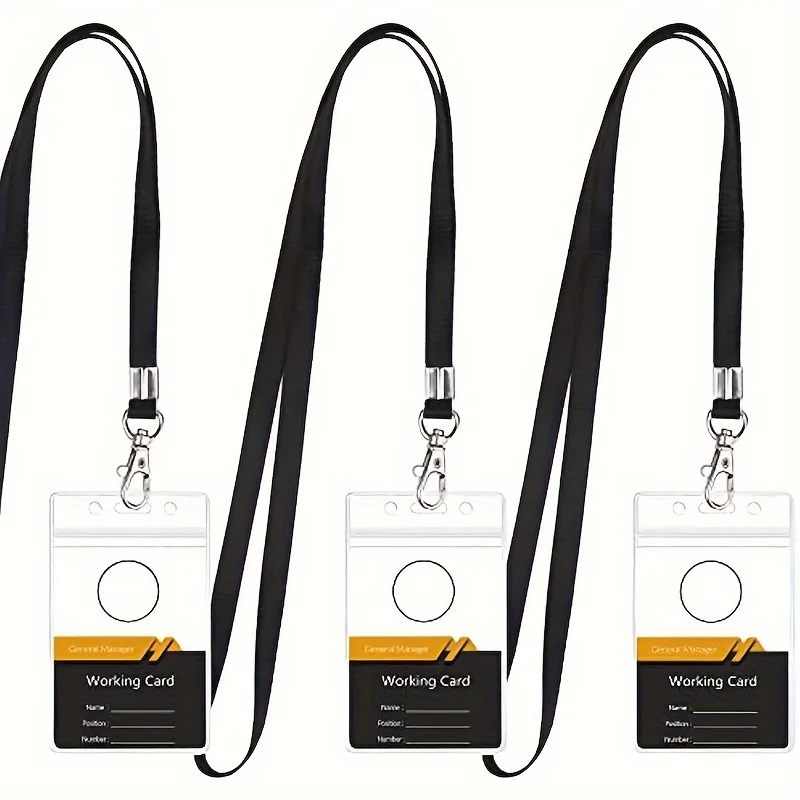 transparent waterproof name badge card holder with lanyard plastic ID card case with resealable zipper for office school