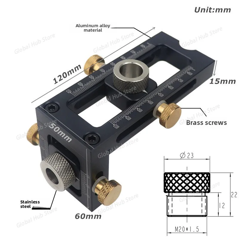 Woodworking Drill Guide Hole Puncher Locator 2 in 1 Doweling Jig for Furniture Connecting Installation Household Carpentry Tools