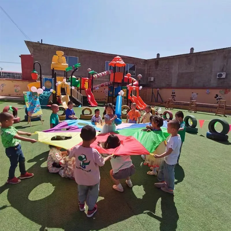 Jouet de parachute arc-en-ciel pour enfants, jeu de plein air, tente, jeux coopératifs, exercice de groupe de jardin d'enfants, activités de terrain de jeu