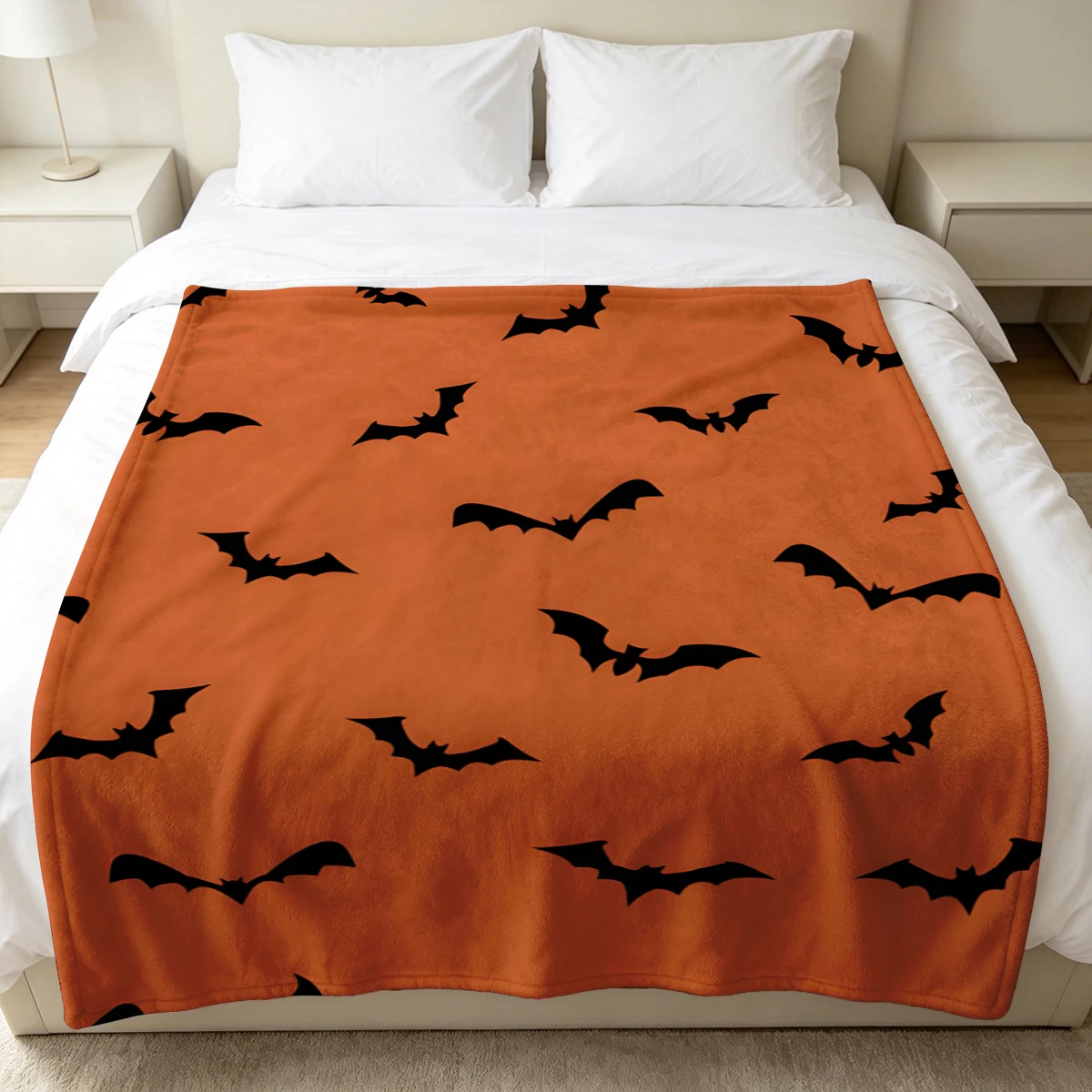 Open Wing Black Bats Winter Summer Flannel Blanket Throw Fleece Soft Fuzzy Plush Cozy Fleece Blankets for Sofa Ideal Gifts