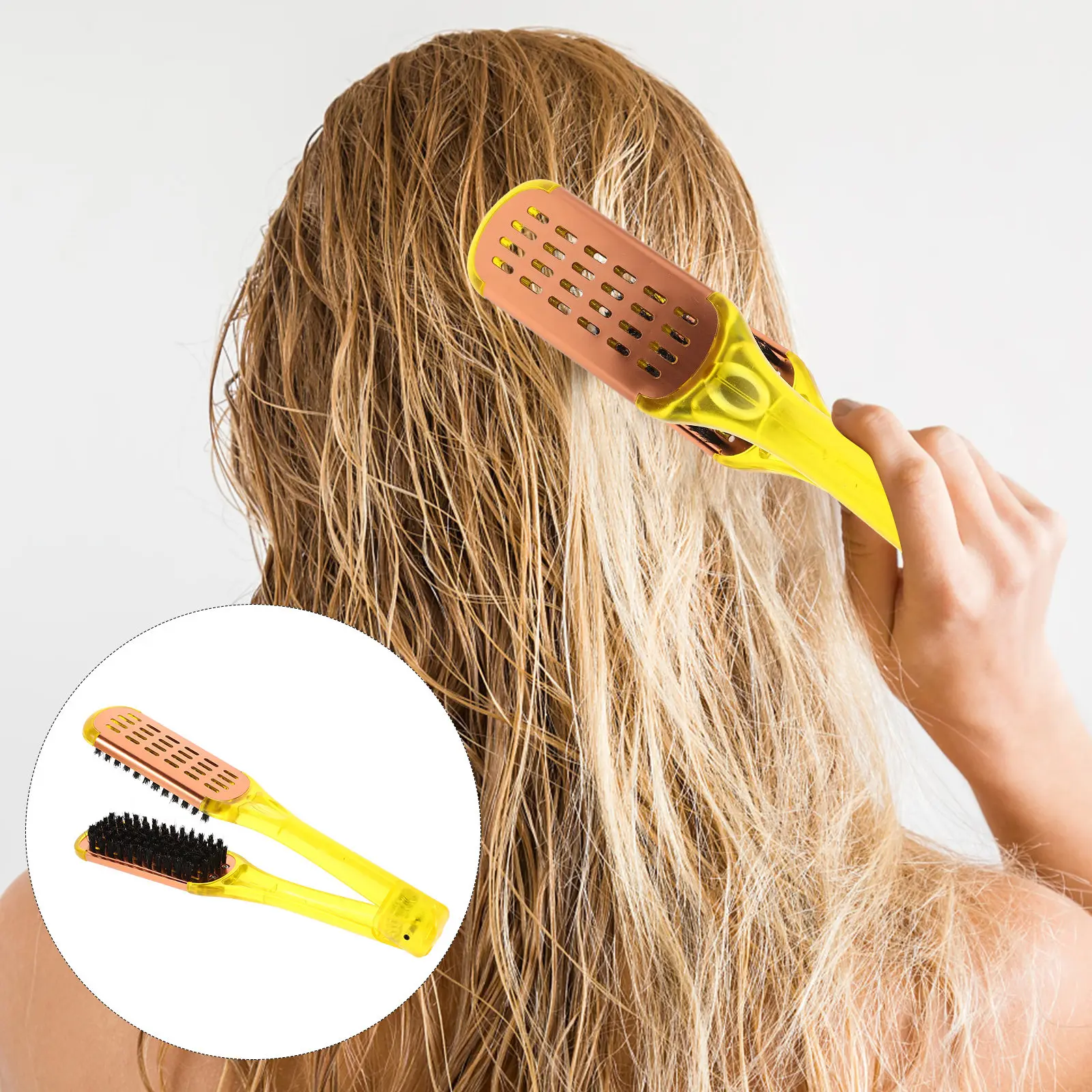 

Aluminum Alloy Hair Straightener Comb Foldable V-Shaped Bristle Design Matte Finish Stylish Salon Tool for Smooth Straightening