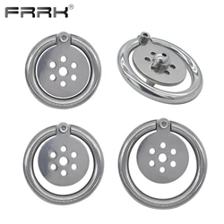 FRRK 128 Flat Pad Small Chastity Cage with Urethral for Male Stainless Steel Cock Lock Metal Penis Rings Femboy Sex Toys 성인용품 포경