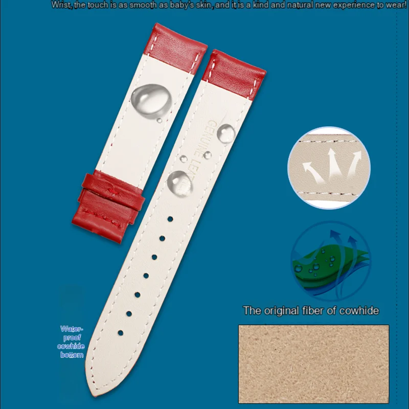 12mm 14mm 15mm 16mm 18mm 20mm leather strap bracelet for men and women quick release wristband pink blue sky blue brown gray red