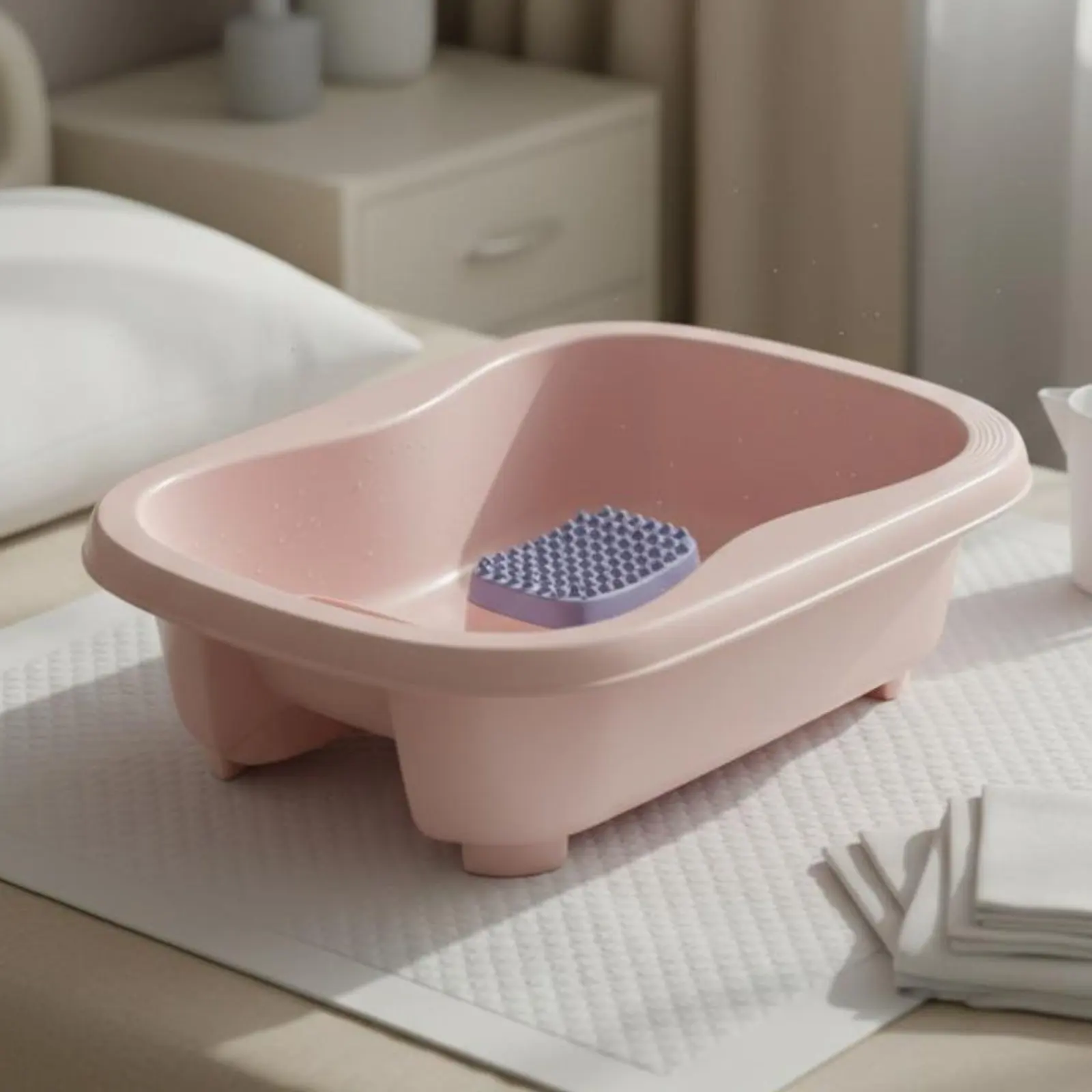 Lie-Flat Shampoo Basin Anti-Slip Base Hair Washing Basin with Neck Rest Portable Shampoo Sink Watertight Individual Care Aid