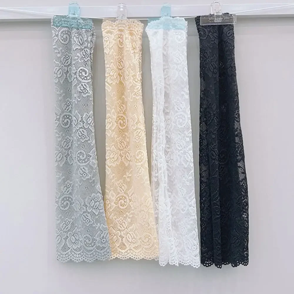 Guanti a maniche lunghe in seta di ghiaccio anti-UV con protezione solare con design in pizzo Copribraccia con isolamento UV per ciclismo e attività all'aperto