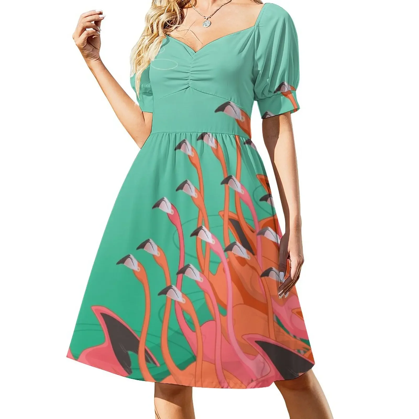 

Fresco of the flamingoes Short-Sleeved Dress prom dress 2025 summer dress for women 2025