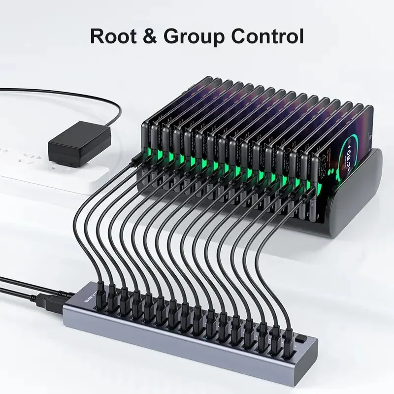 Imagem -04 - Acasis Usb Hub 10gbps de Alumínio 10 13 16 Portas Usb Divisor Usb 3.1 Dados Hub Divisor Interruptores Liga Desliga Individuais para Computador Portátil