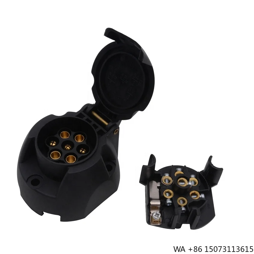 

12 В 7-контактная большая круглая розетка для прицепа, плоская версия с крышкой и контактным отключением заднего противотуманной фары