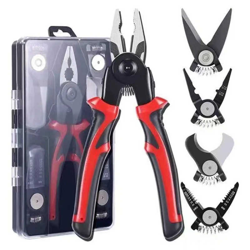 

Multifunctional 5 in 1 Pliers Steel Wire Pliers Wire Stripping Pliers Interchangeable Head Special For Electricians Hand Tool