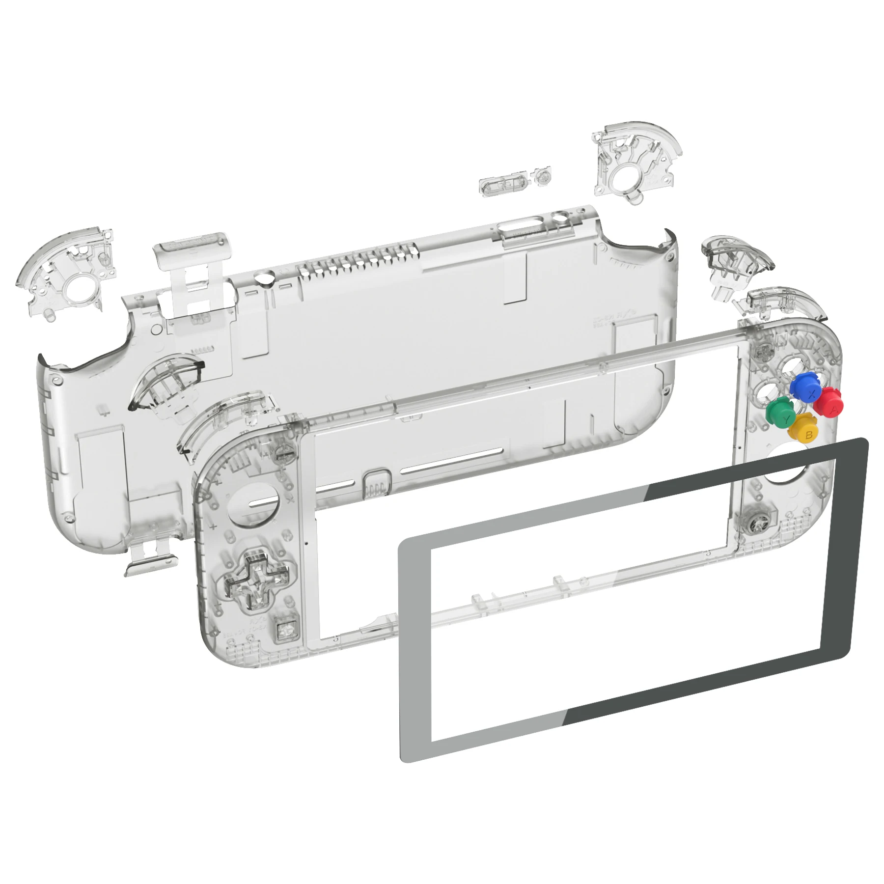 eXtremeRate Replacement Housing Custom Shell w/Screen Protector & ABXY Buttons for Nintendo Switch Lite - Crystal Clear Series