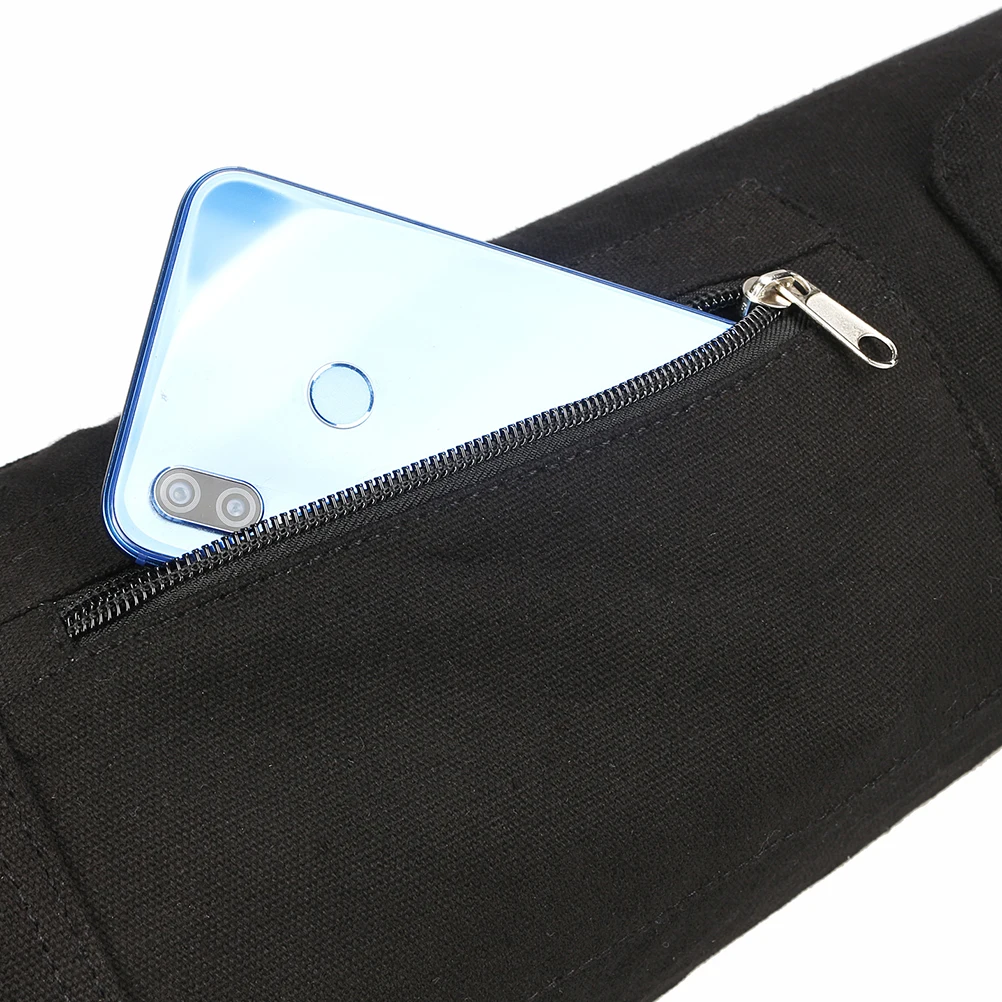 

Yoga Mat Storage Bag Black Large Capacity Multifunction Exercise Fitness Carrier Breathable Sling Bag Phone Pockets Water Bottle