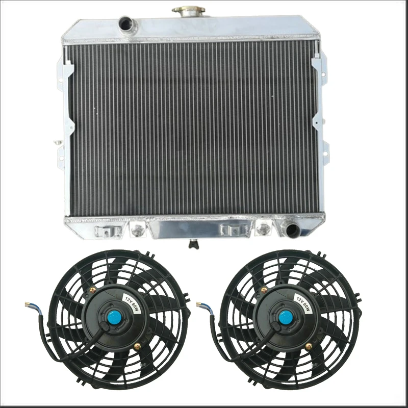 3ROW Aluminum Radiator + Fans For Nissan Datsun 280ZX 1981 1982 1983 81 82 83