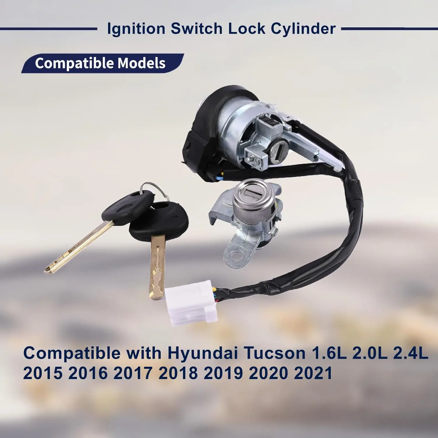 Ignition Switch Lock Cylinder Door Lock Cylinder with Key Compatible with Hyundai Tucson 1.6L 2.0L 2.4L 2015---2021