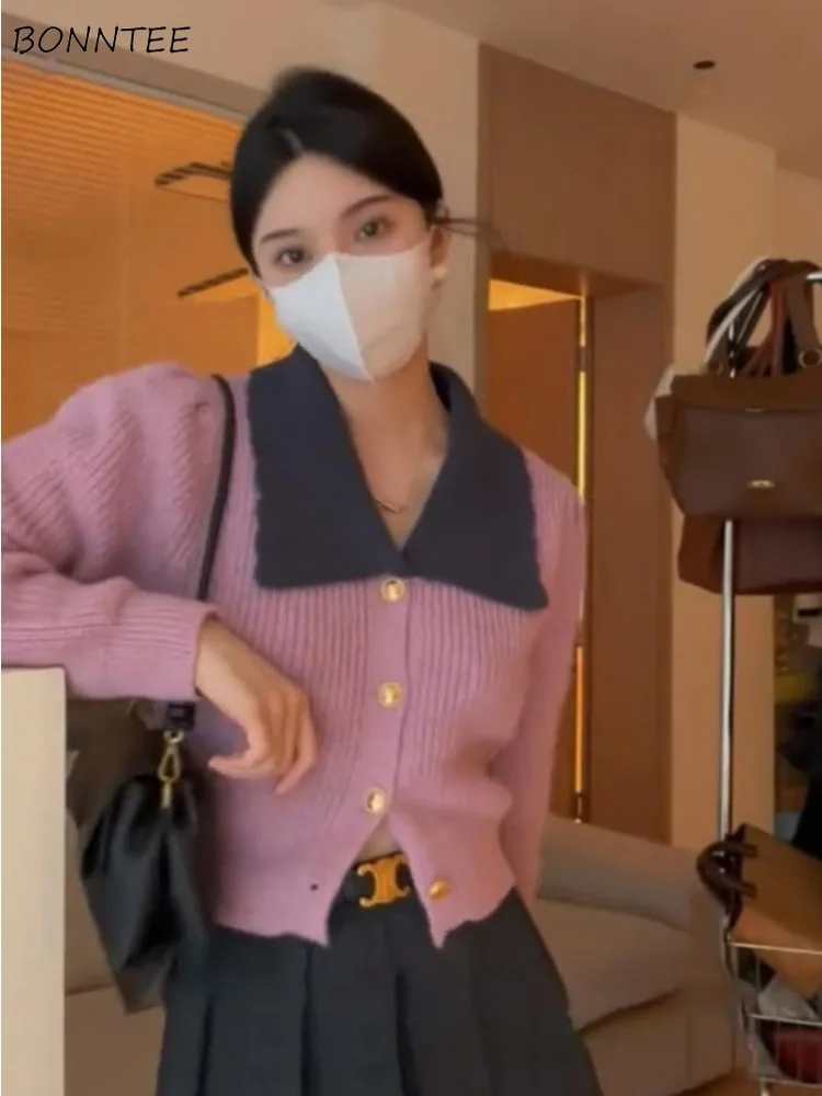 

Пуловеры женские офисные женские элегантные с отложным воротником мягкие милые вязаные свитера осень-зима универсальные топы Ins в корейском стиле