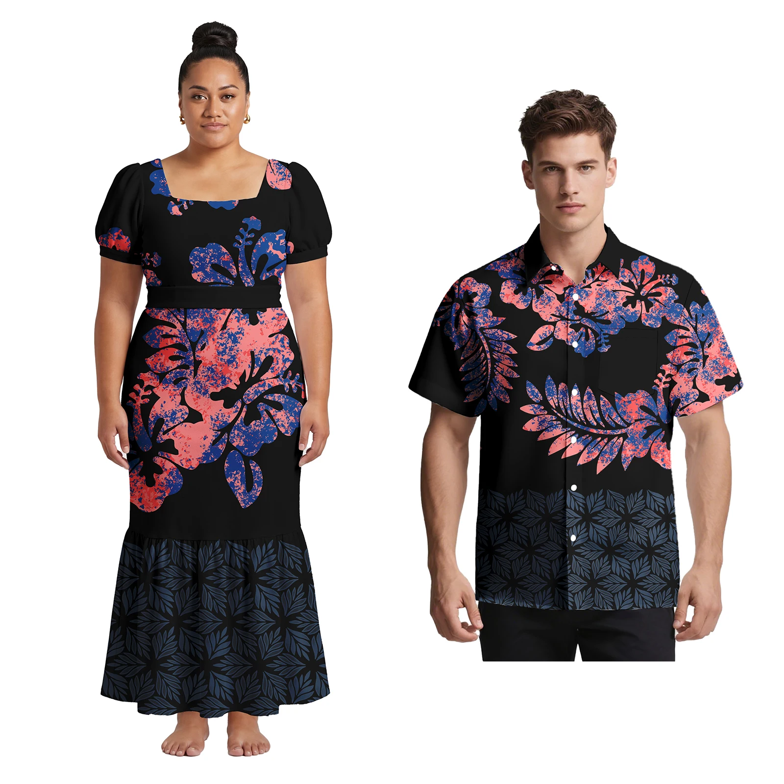 New Style Design Women Deep V Neck Off the Shoulder Dress Custom Tonga Polynesian Print Long Maxi Dress Mermaid Prom Dress