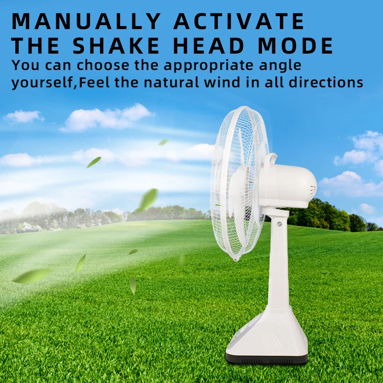 14 Inches Solar Table Fan Air Cooler With Solar Panel AC DC Rechargeable Breeze Quiet Fan with LED Light