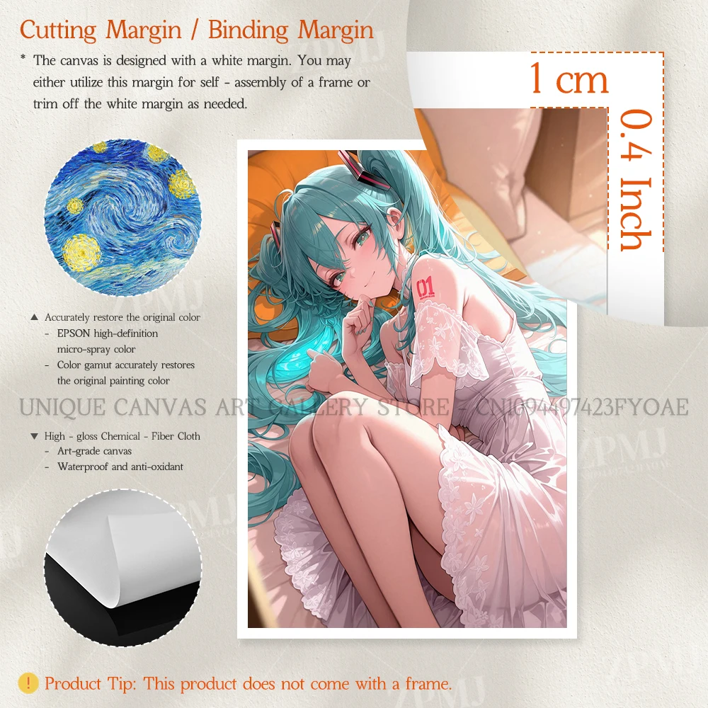 Kawaii virtual anime personagem arte da parede decoração de casa pintura em tela imagem moderna hd cartaz dos desenhos animados para hatsune miku fãs presente