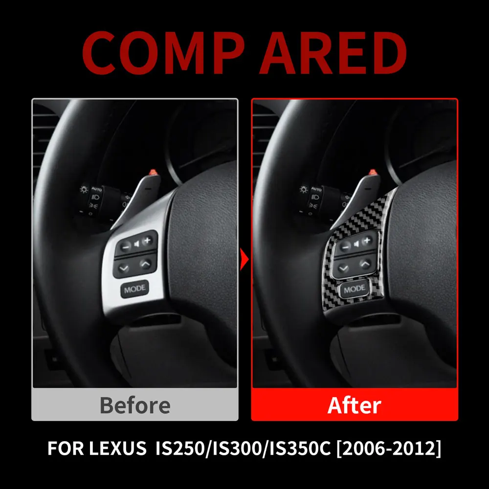 Real Soft Carbon Fiber Sticker For Lexus IS250 300 350C 2006 2007 2008 2009 2010 2011 2012 Steering Wheel Button Switch Trim Car