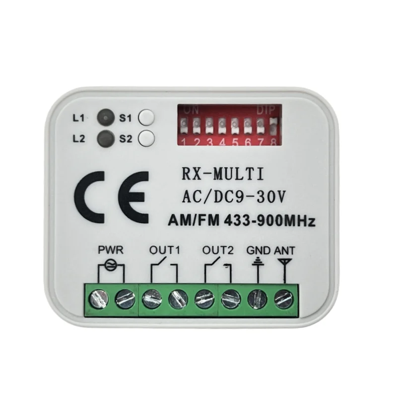 12V-24V receiver controller board multi frequency 2 channel receiver 433.92-900mhz RX multi garage door opener receiver