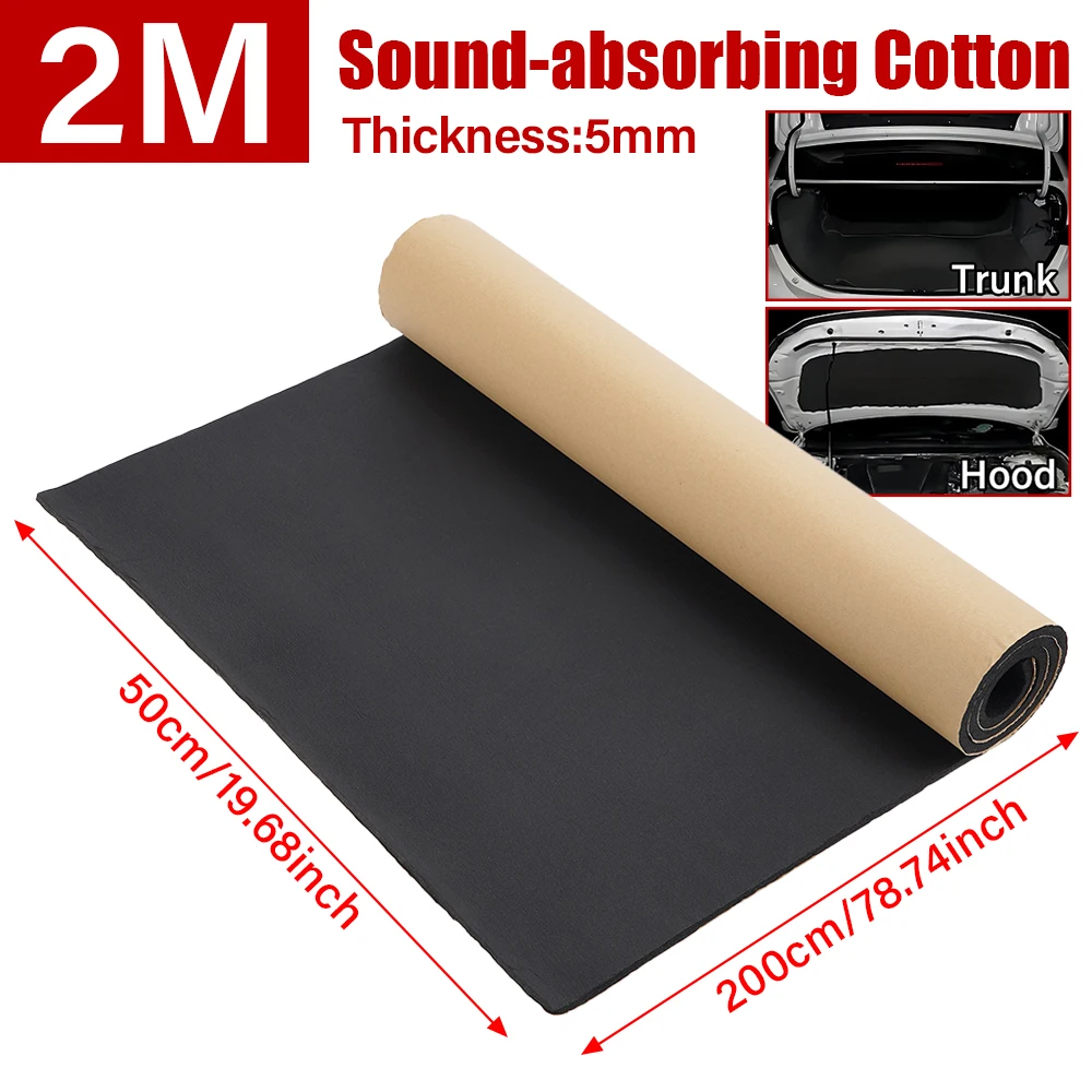 

100/200x50cm 5MM Car sound absorbing cotton Proofing Deadener Engine Noise Sound insulation Acoustic Foam and flame retardant