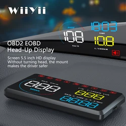 Newest Head Up Display Car OBDII EUOBD Windshield Projector HUD Shift Reminder Water Temp RPM fuel consumption speed alarm