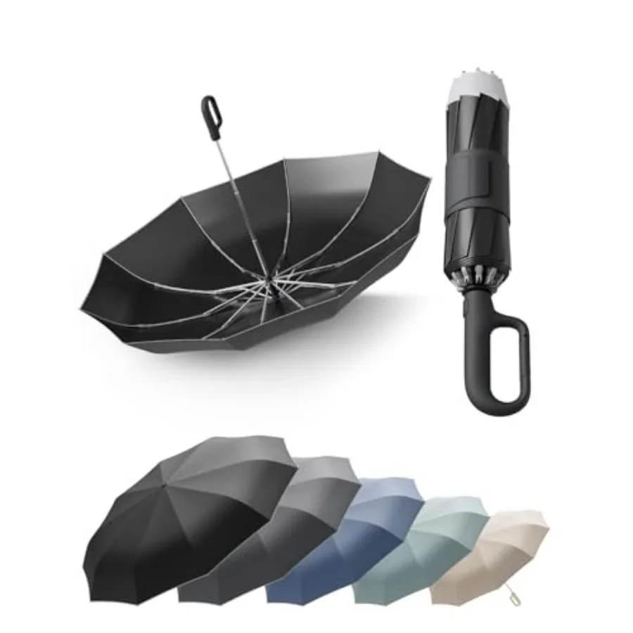 

Windproof Travel Umbrella for Rain and sun, Rain and Sun 2-in-1 with Lining UPF 50+,54 Inch Reverse Folding Umbrella with Auto-
