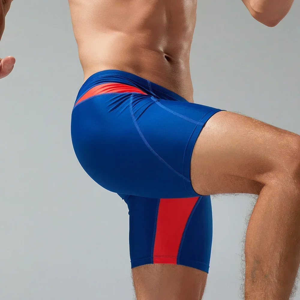 Men's Swimming Trunk Summer Beach Board Shorts Color Blocked Long Leg Boxer Surf Swimsuit Hot Spring Pool Bathing Pants Swimwear