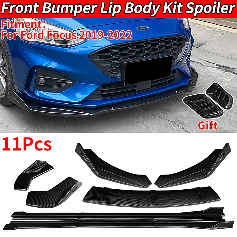 

For Ford Focus 2019-2022 Car Front Bumper Lip Body Kit Chin Spoiler Protector Side Skirts Extensions Rear Wrap Angle Decoration