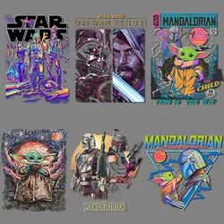 Star Iron on Transfers Naklejki termotransferowe na ubrania Mandalorian Naszywki do prasowania na koszulkach Wars