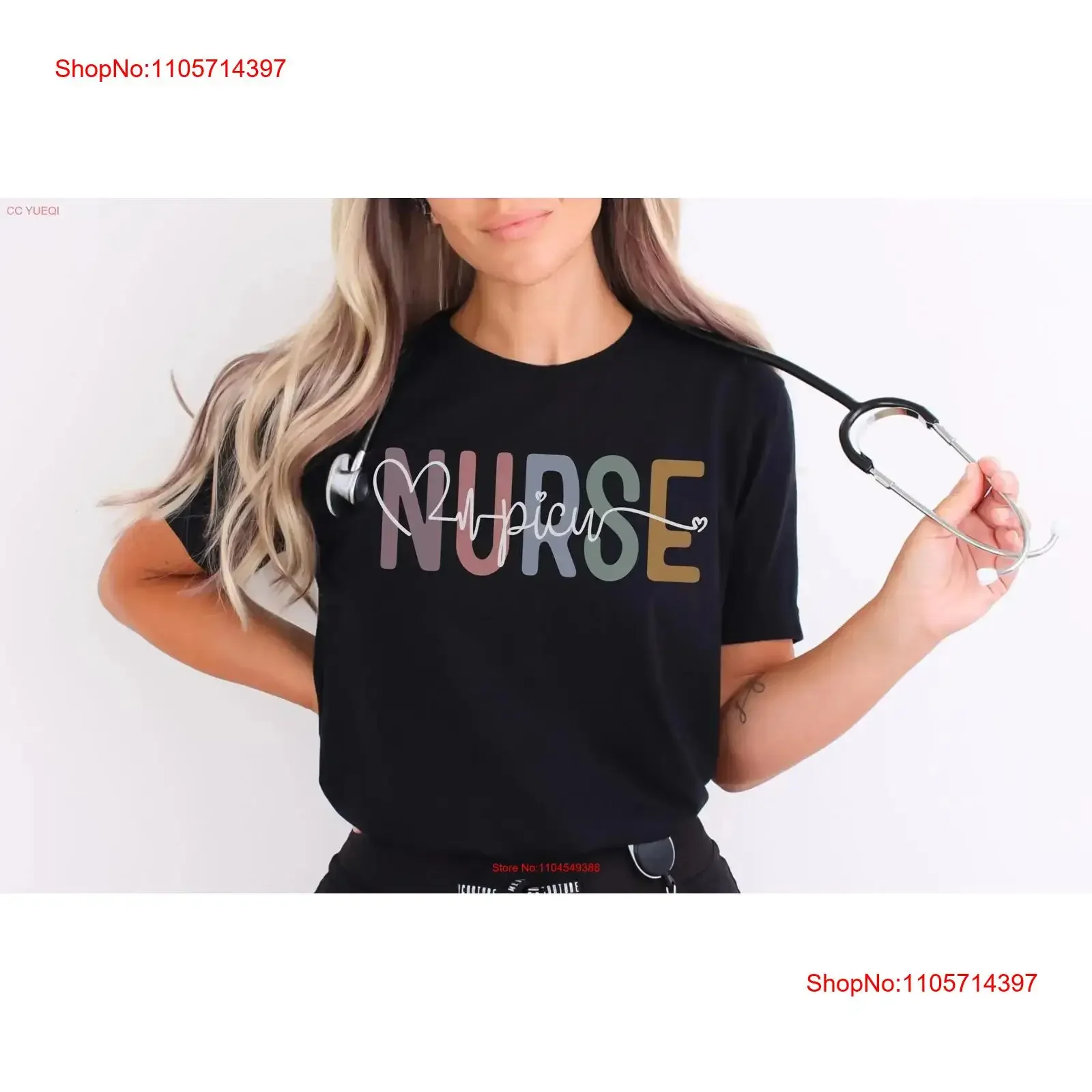 PICU Nurse T Shirt Pediatric Intensive Care Unit Grad s Heart Crewneck Heartbeat vintage Washed Stylish Casual streetwear